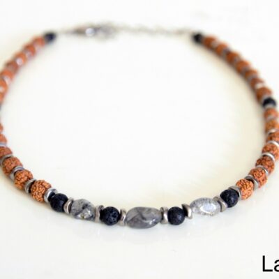 Ogrlica SHANTI – rudraksha i dimni kvarc